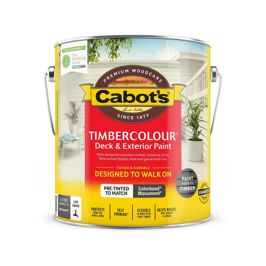 Cabot S Timbercolour Deck Exterior Paint 4L - Colorbond Monument - Self-Priming - Durable - Auzzistore