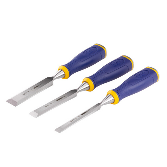 Irwin 3 Piece Marples Chisel Set - 140mm x 50mm x 370mm - Durable Steel Blades - Auzzistore