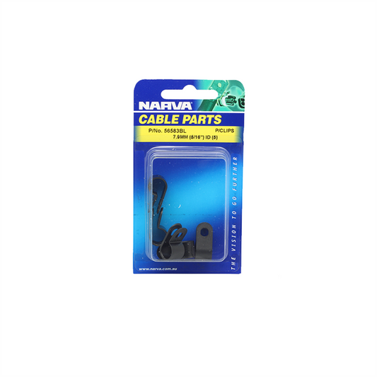 Narva Nylon Cable Clamps 7.9mm UV Weather Resistant Black 5 Pack