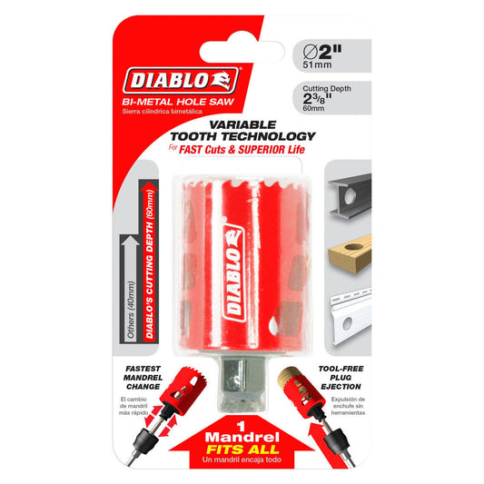 Diablo 51mm Bi Metal Hole Saw - Efficient Cutting Tool - Tool-Free Plug Ejection - Auzzistore