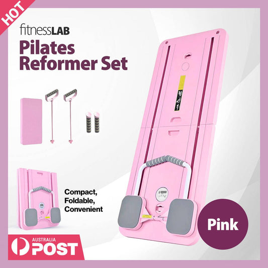 Fitnesslab Pink Pilates Board Reformer - Foldable Set - 410mm x 115mm x 990mm - Full Body Workouts – view 2 - Auzzistore