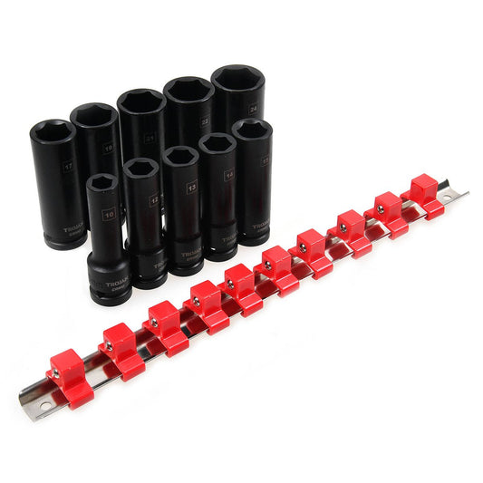 Trojan 10 Piece Deep Impact Socket Rail Set - 1/2" Drive - 10mm to 24mm – view 2 - Auzzistore