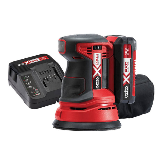Ozito PXC 18V Random Orbital Sander Kit PROK 200 - 2.0Ah Battery - 175mm x 148mm x 240mm