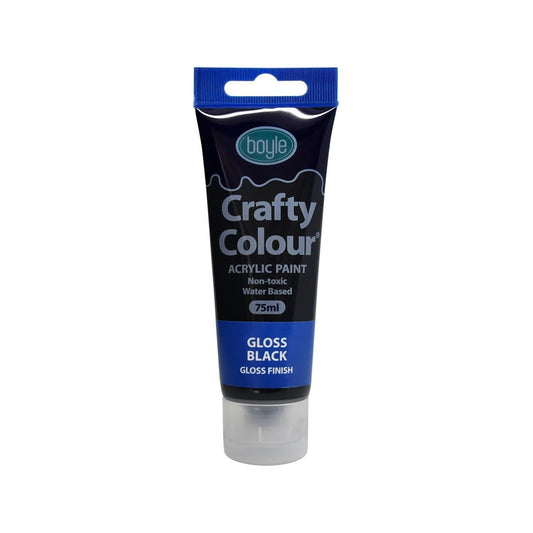 Boyle Crafty Colour Acrylic Paint - 75ml - Black - Gloss Finish