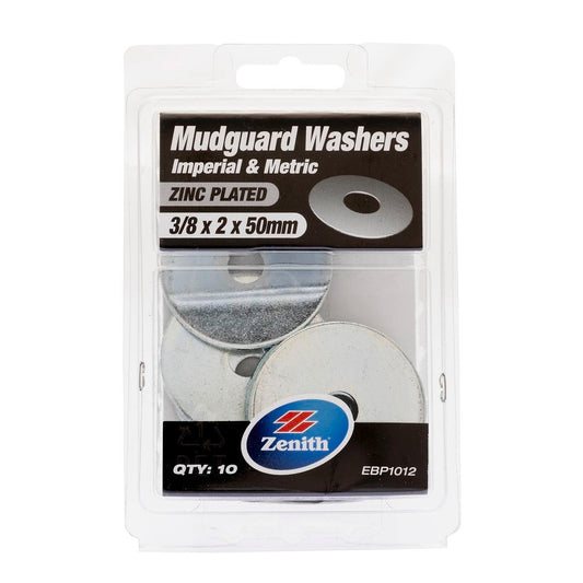 Zenith Zinc Plated Mudguard Washer 10 Pack - 50mm - Mild Steel - Auzzistore