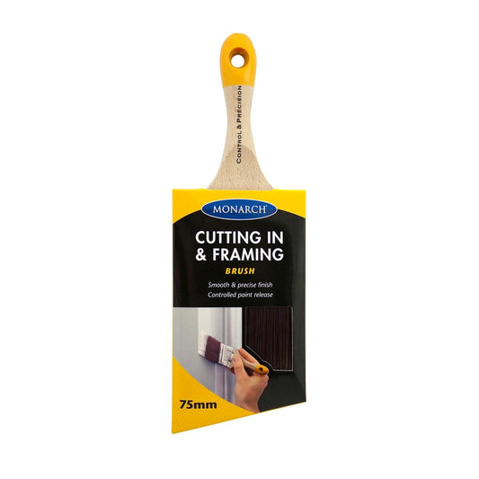 Monarch Cutting In & Framing Brush - 75mm - Synthetic Filament - Ergonomic Handle - Auzzistore