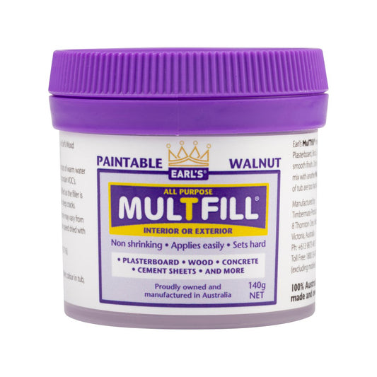 Earl S Walnut Multfill Ready to Use Filler 140g - Water Based - No Shrinkage - Auzzistore
