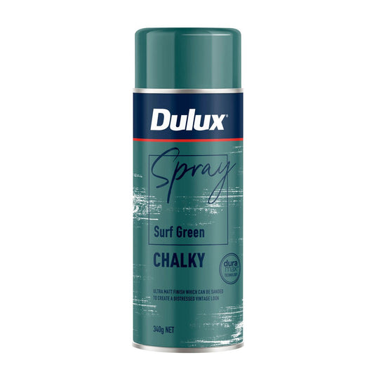 Dulux Spray Paint Chalky 340g 0.34L Surf Green - Fast Drying, Self-Priming - Auzzistore