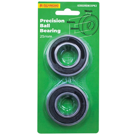 Richmond Rubber Sealed Precision Bearings 2 Pack - 52 x 25 x 15mm - Auzzistore