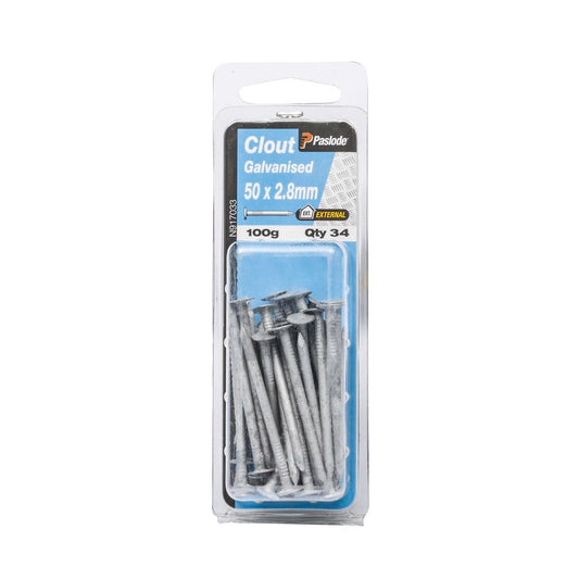 Paslode Galvanised Nails 50mm 2.8mm Corrosion Resistant Clouts 34 Pack - Auzzistore