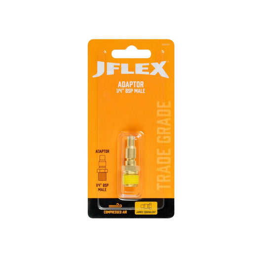 Jflex 1/4 BSP Male Adaptor - Brass - Suits Jamec Twin Button - 14mm – view 2 - Auzzistore