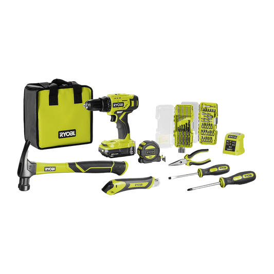 Ryobi 18V ONE+ Home Essentials Kit - 18V Drill Driver - 35-Piece Set - 4.5kg - Auzzistore