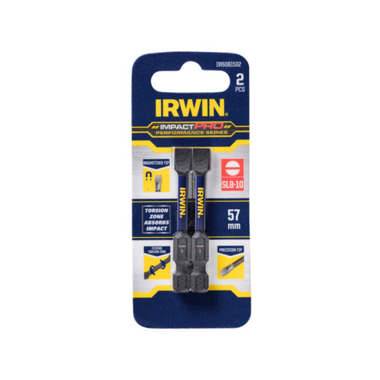 Irwin Impact Bits - 57mm - High-Strength - Magnetised Tips - 2 Pack - Auzzistore