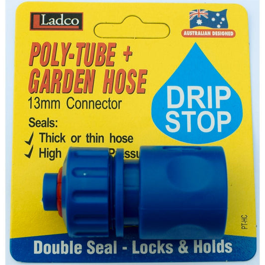Ladco Poly Tube Hose Connector - 13mm - Plastic - Drip Stop - Auzzistore