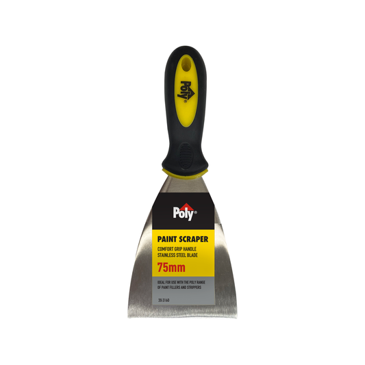Poly Paint Scraper - 75mm - Stainless Steel - Comfort Grip