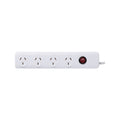 Click White 4 Outlet Powerboard With Master Switch