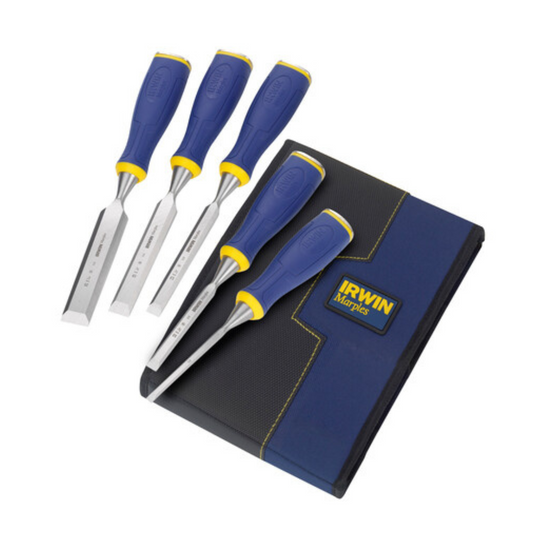 Irwin 5 Piece Marples Chisel Set - High-Quality Steel - Ergonomic Handles - 1/4 to 1 Inch - Auzzistore