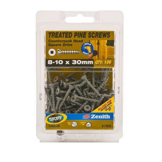 Zenith Countersunk Head Screws 10 x 30mm Tufcote 100 Pack - Auzzistore