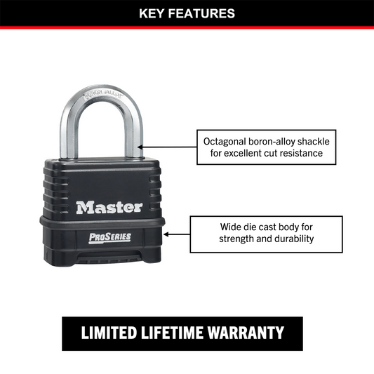 Master Lock Combination Padlock - 57mm - Zinc - Resettable – view 2 - Auzzistore