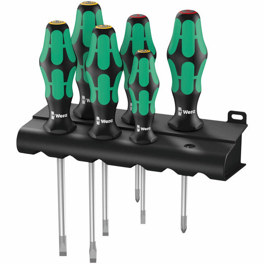 Wera 6 Piece 334 6 Screwdriver Set - Ergonomic Handles - 285mm x 210mm - Auzzistore