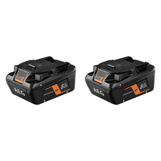 AEG 18V 8.0Ah FORCE HD Twin Battery Pack - 2 Batteries - Enhanced Runtime