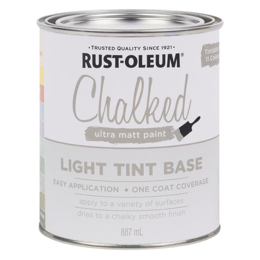 Rust Oleum Chalked Ultra Matt Paint - 887ml Light Tint Base - Indoor Use - Auzzistore