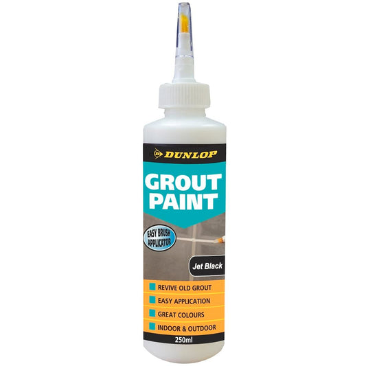 Dunlop Grout Paint Jet Black 250ml Acrylic Easy Application Revives Grout - Auzzistore