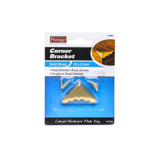 Prestige Decorative Brass Corners 14 x 31mm 4 Pack Durable Finish - Auzzistore