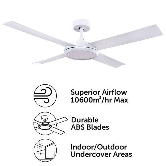Brilliant 52" White LED CCT Inaya DC Ceiling Fan - Energy Efficient - Quiet Operation – view 2