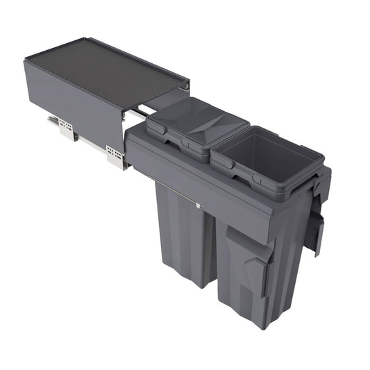Kaboodle 2 x 16L Side Mount Pullout Bin 300mm Base Cabinet - Grey - Easy Installation