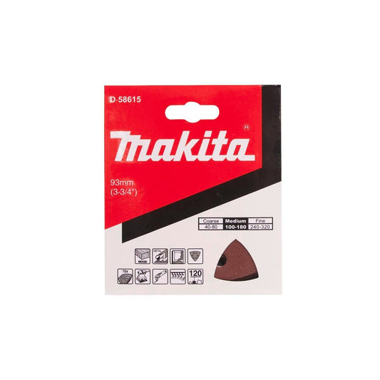 Makita P120 Wood Abrasive Sheet 94mm x 94mm Aluminium Oxide 10 Pack - Auzzistore