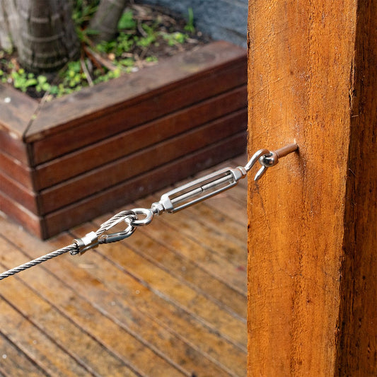 Taskmaster 5mm 316 Stainless Steel Hook Eye Turnbuckle Balustrade Kit - Rust Resistant - Timber Fixing Points - Includes Installation Accessories – view 2 - Auzzistore