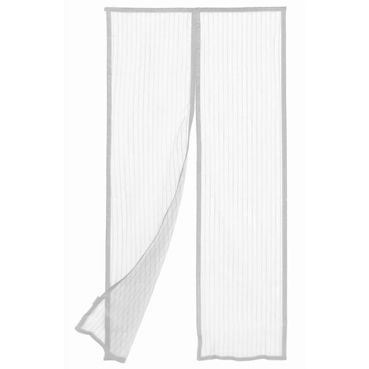 Pillar Magnetic Flyscreen Door Curtain 90 x 200cm White Polyester Easy Install - Auzzistore