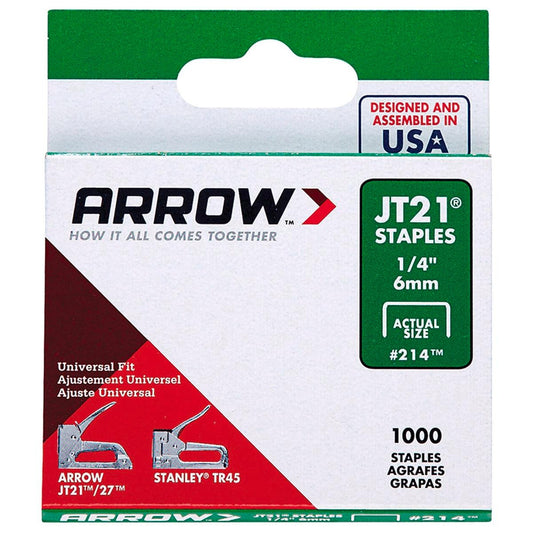Arrow 6mm JT21 Staples - 1000 Pack - Flat Crown - Steel - Auzzistore