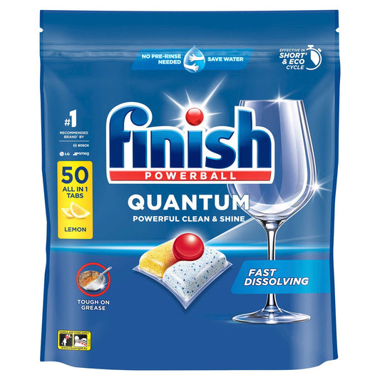 Finish Quantum Lemon Dishwashing Tablets - 50 Pack - Fast-Dissolving - 0.6kg