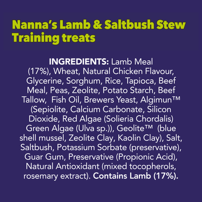 Bunji Nanna S Lamb Saltbush Stew Treat 400g - Natural Ingredients - Easy Digestion