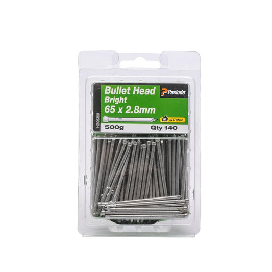 Paslode Bullet Head Nails - 65mm x 2.8mm Bright Steel - 140 Pack - Auzzistore