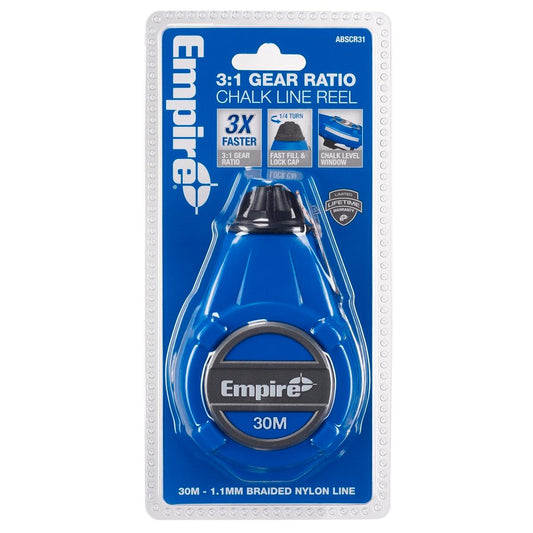 Empire 3 1 Gear Ratio ABS Chalk Reel - 30m Line Length - Blue - Auzzistore