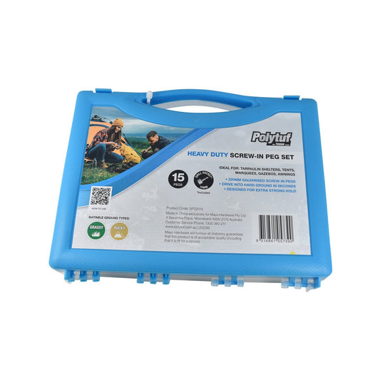 Polytuf Heavy Duty Screw in Peg 15 Pack - 220mm - Rust Resistant - Blue – view 2