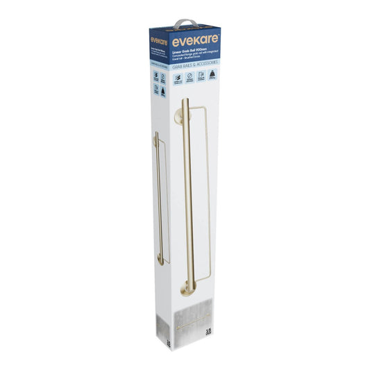 Evekare 900mm Brushed Brass Towel Rail with Grab Rail - Durable Support – view 2