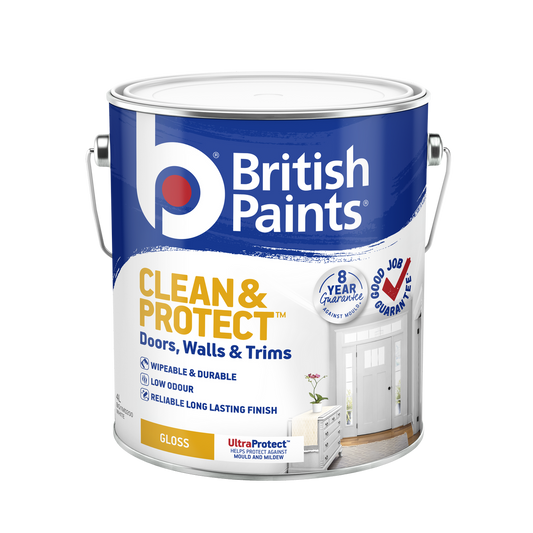 British Paints White Gloss Interior Paint 4L - Wipeable - 8-Year Mould Guarantee - Auzzistore