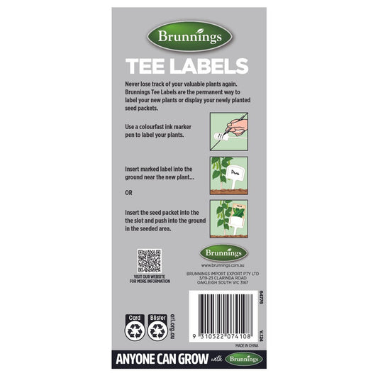 Brunnings 125mm Tee Plant Labels - 20 Pack - Rot-Proof & Reusable – view 2 - Auzzistore