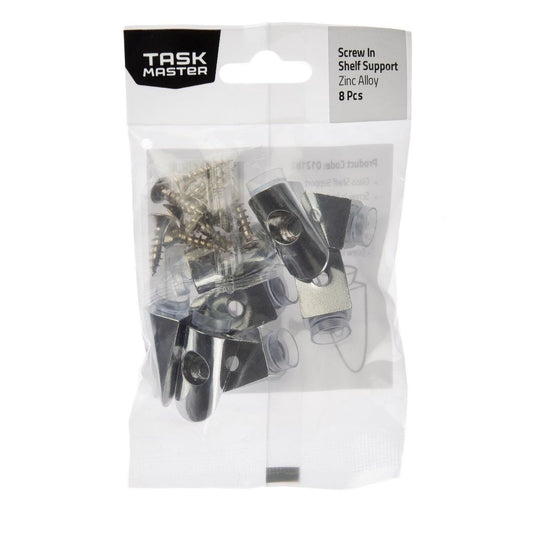 Taskmaster Chrome Screw in Shelf Support 8 Pack - 13mm x 18mm - Chrome - Auzzistore