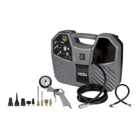 Ozito 1100W Inflate It Compressor Kit - 180 L/min - Oil Free - Portable
