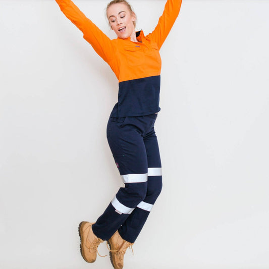 Green Hip Long Sleeve Hi-Vis Shirt - Size 20 - Orange/Blue - UPF 50+ Sun Protection – view 2