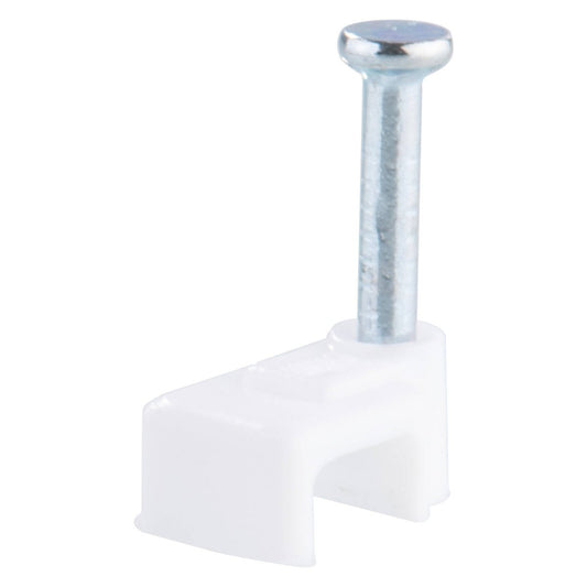 Deta 5mm White Flat Cable Clips - 20 Pack - Durable Plastic