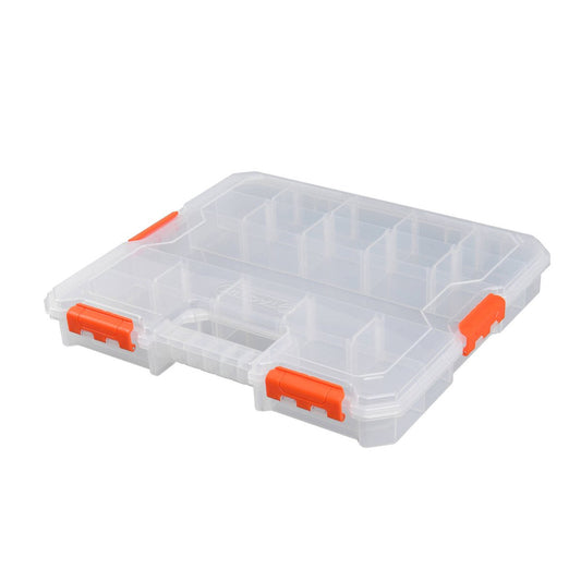 Tactix 18 Compartment Storage Box - 330mm x 53mm x 362mm - Customisable Dividers - Auzzistore