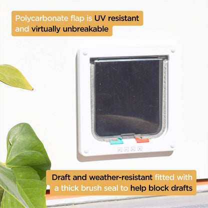 Hakuna Pets Small Cat Flap - 145mm W x 150mm H - Plastic - Durable