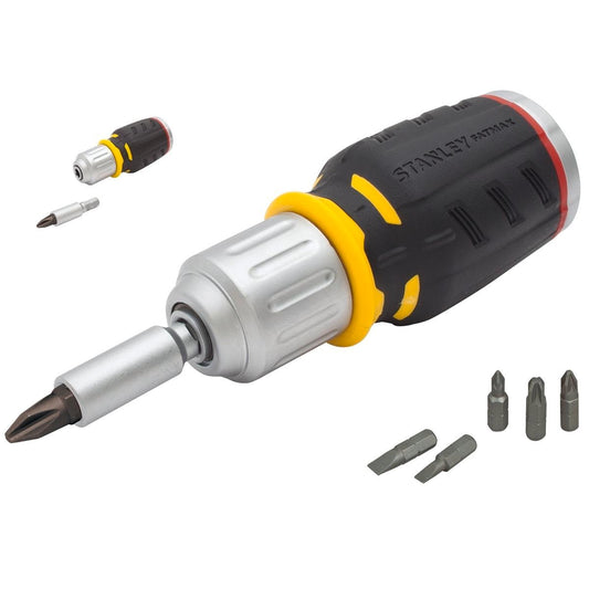 Stanley Fatmax Stubby Ratchet Screwdriver - 6 Piece Hex Bit Set - Compact - Durable - Comfortable
