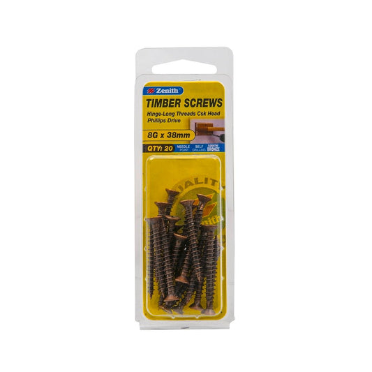 Zenith Timber Screws - 8g x 40mm - Florentine Bronze - 20 Pack - Auzzistore